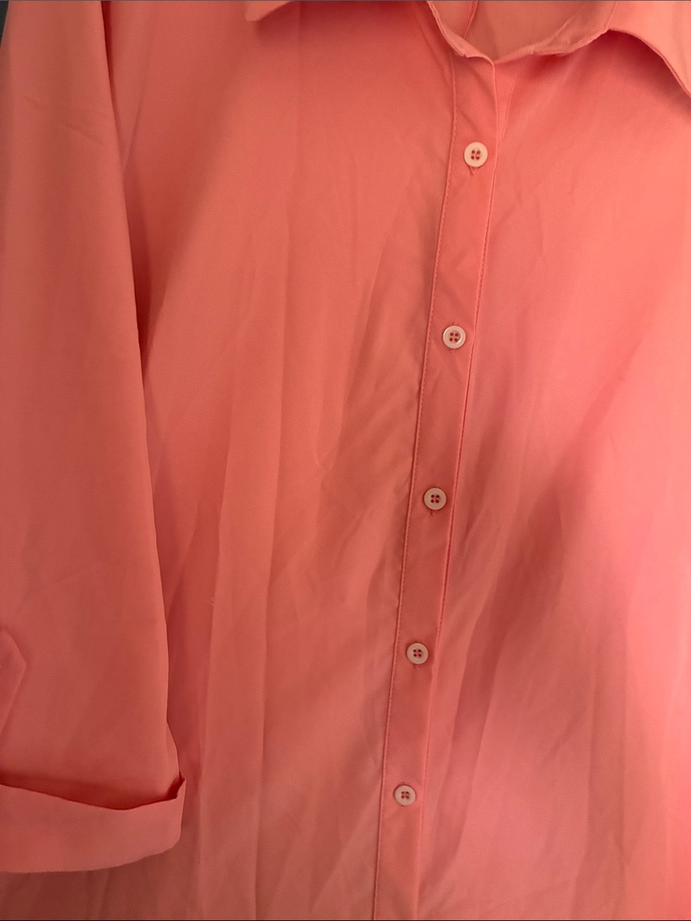 Lightweight Peach colored Button-Front Women's Tunic Shirt - Picture 3 of 4